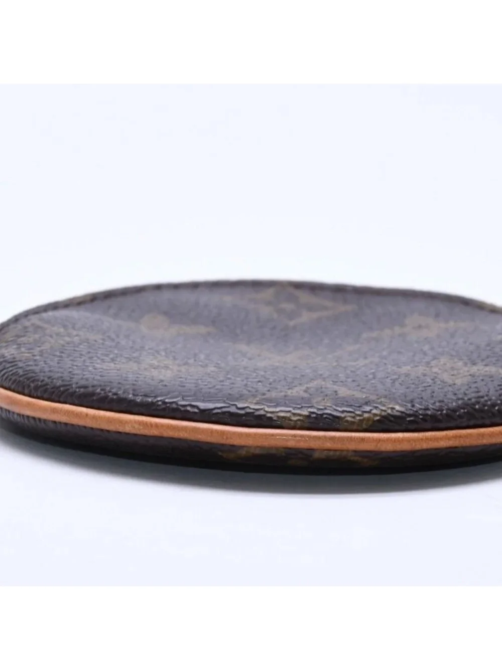 Louis Vuitton Porte Monnaie Rond Coin Purse Monogram Canvas Brown Case Gold